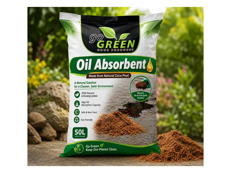 Coco Peat Oil Absorbent manufactured by Go Green Exports, Sri Lanka