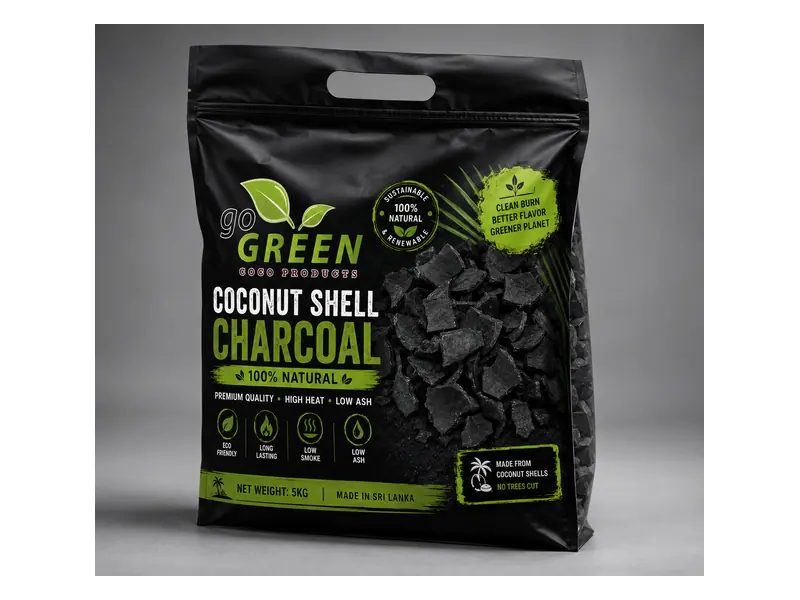 Coconut Shell Charcoal manufactured and exported by Go Green Exports (Pvt) Ltd, Sri Lanka