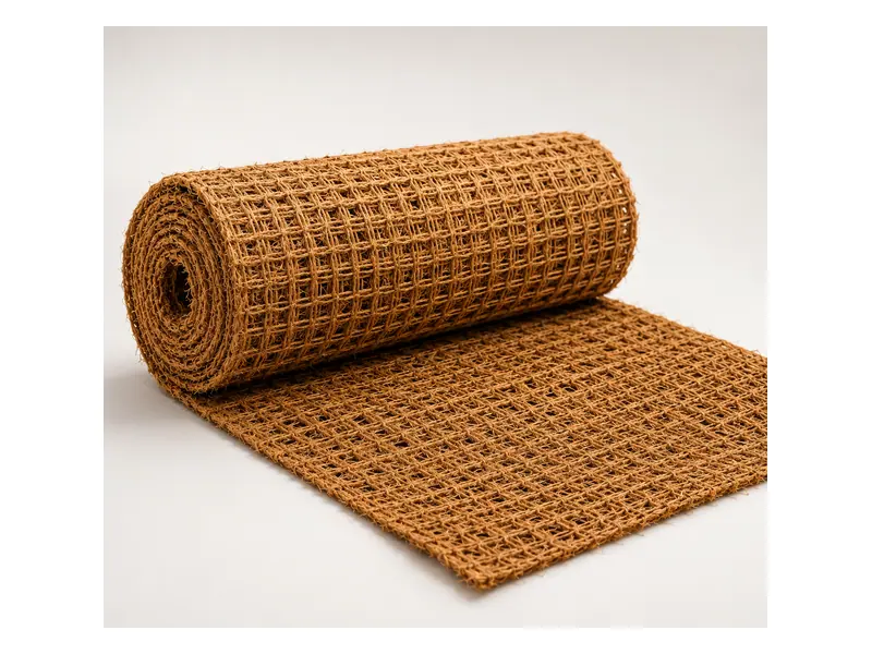 Roll of Go Green woven coir geotextile netting for erosion control and slope stabilisation