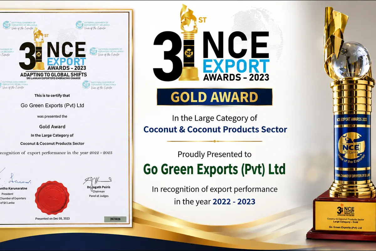 Go Green Exports team receiving the NCE Export Awards 2023 Gold Award